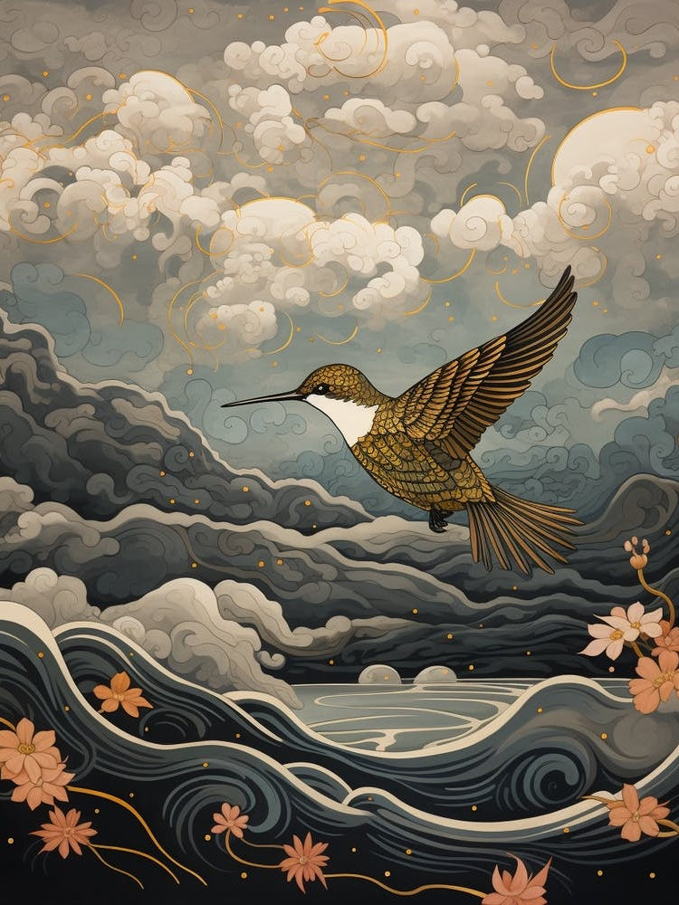 Hummingbird 1 Gold Detail Painting