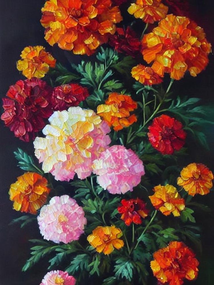 Marigold Still Life Oil Painting Flower