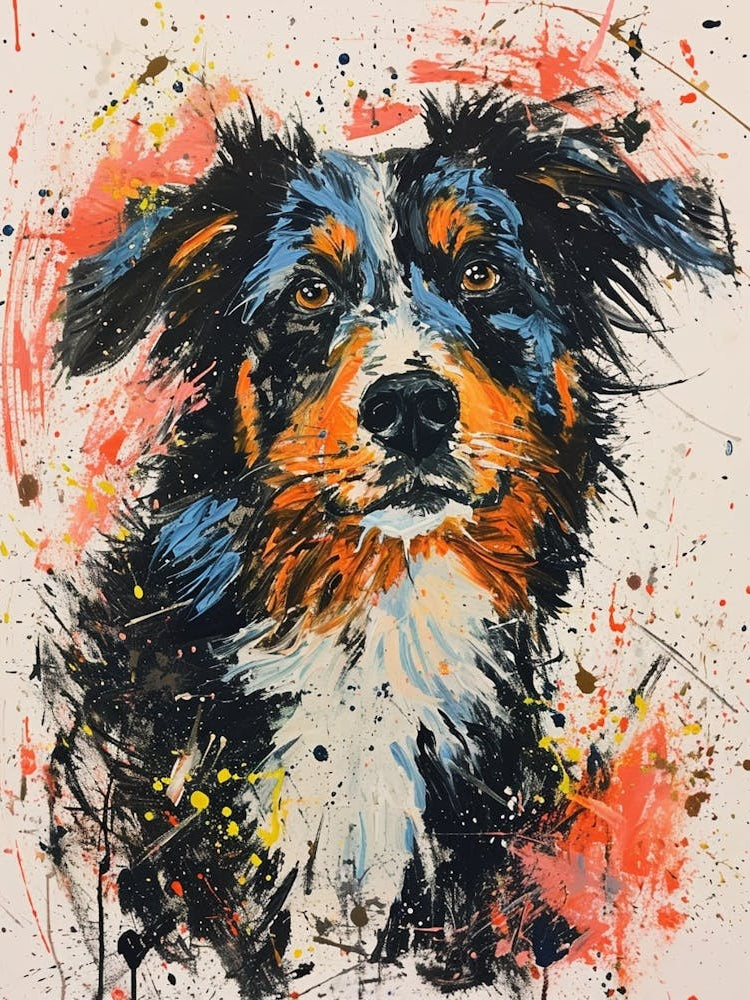 Australian Shepherd Acrylic Painting 4