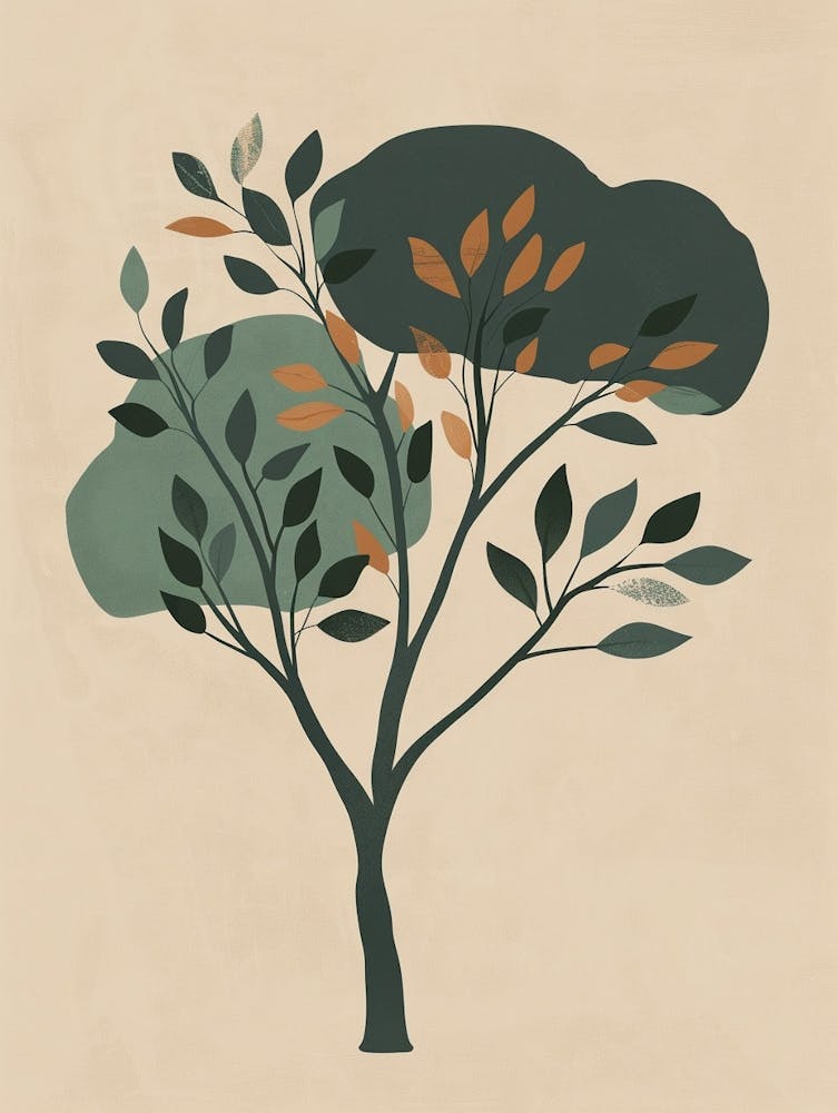 Eucalyptus Tree Minimal Japandi Illustration 1
