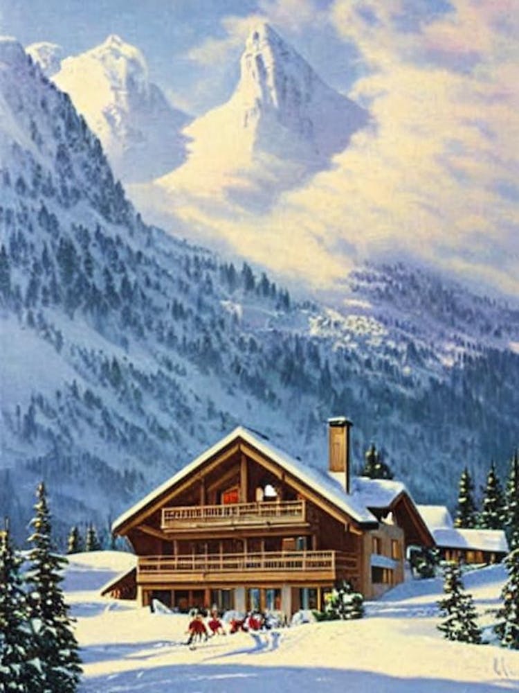 Mayrhofen, Austria Ski Resort Vintage Landscape 2 Skiing Poster