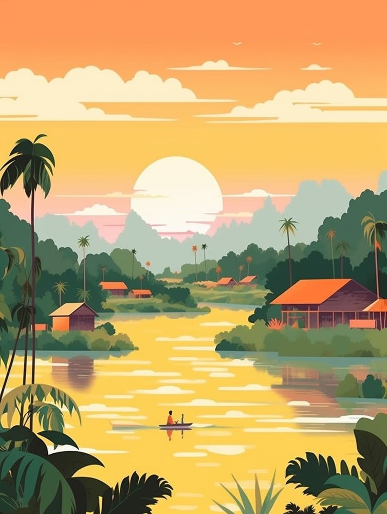 Laos Travel Illustration