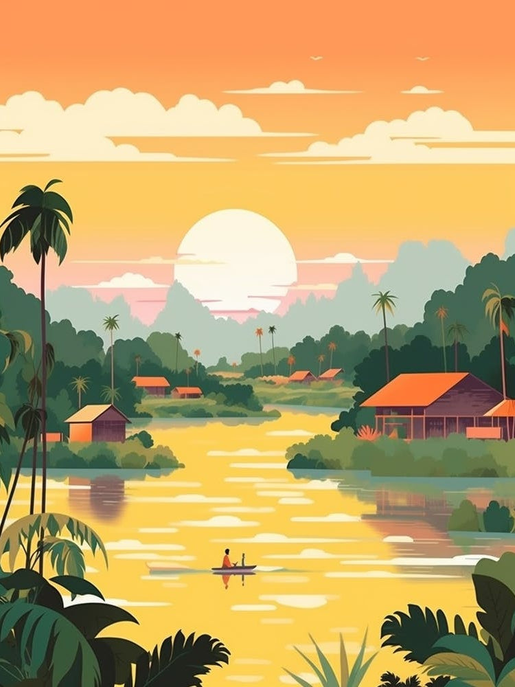 Laos Travel Illustration