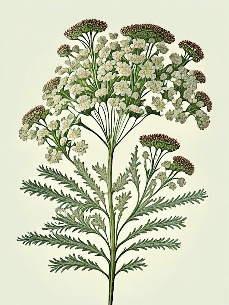 Yarrow Floral 2 Botanical Vintage Poster Flower