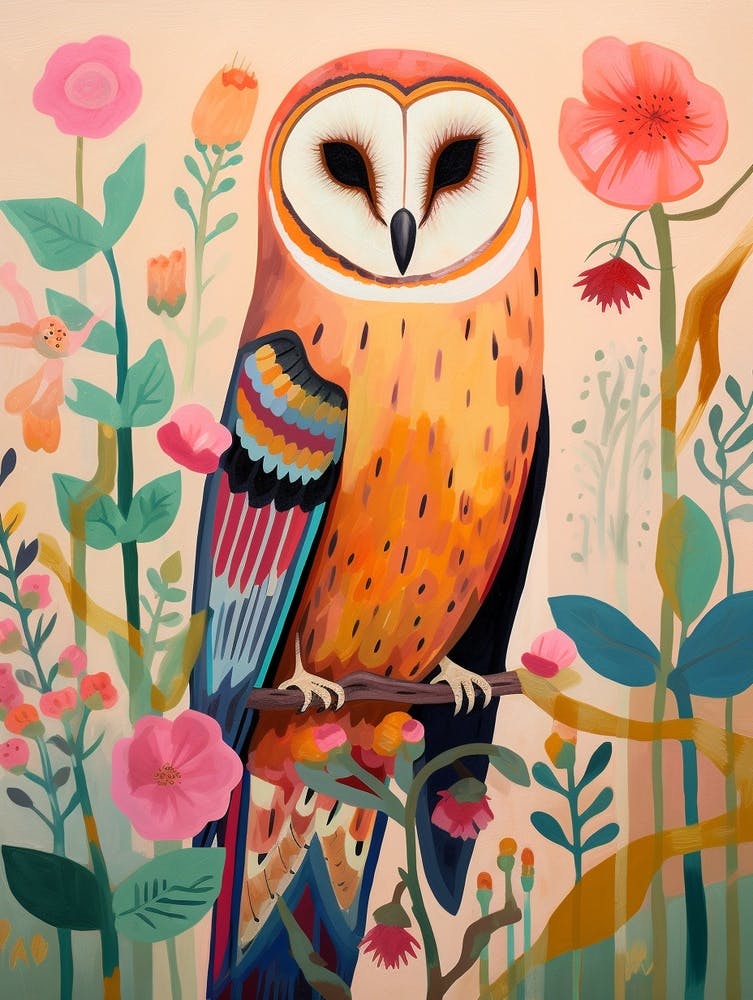 Pink Scandi Barn Owl 1