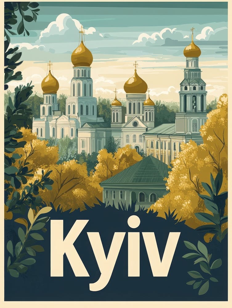 Aihrgdesign A Mid Century Modern Travel Poster For Kyiv 4
