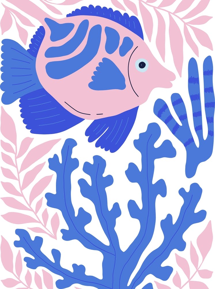 Blue And Pink Fish Ocean Collection Boho