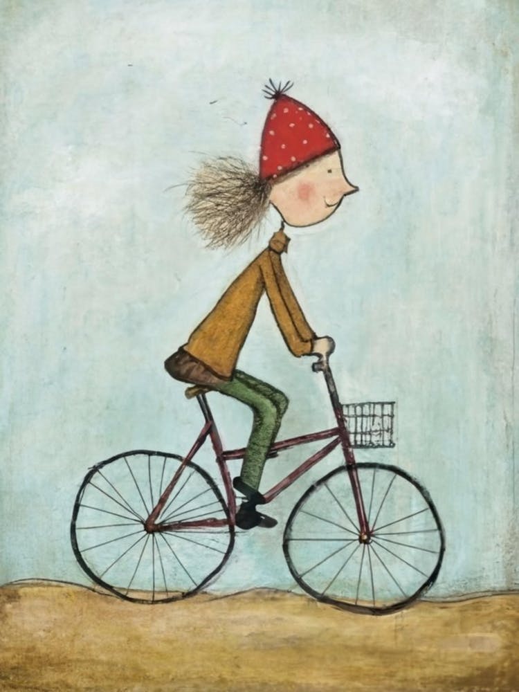 A child riding a bicycle wall art poster