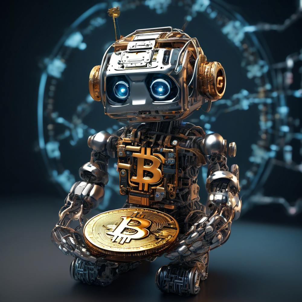 Bitcoin Robot Holding A Bitcoin