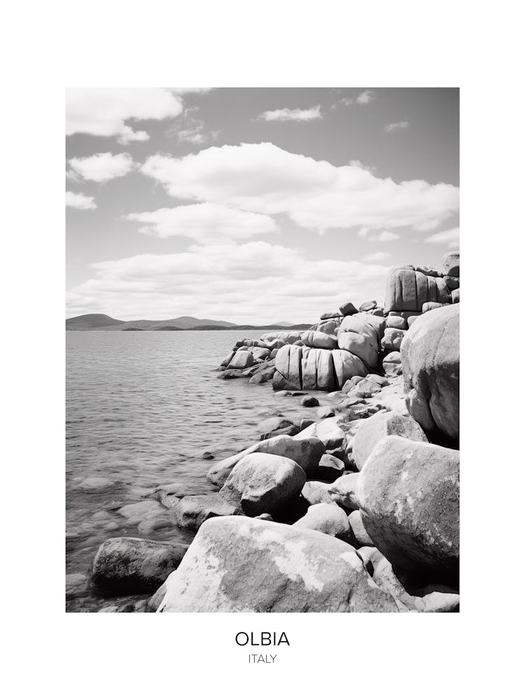 Poster Of Olbia, Italy, Black And White Photo 4