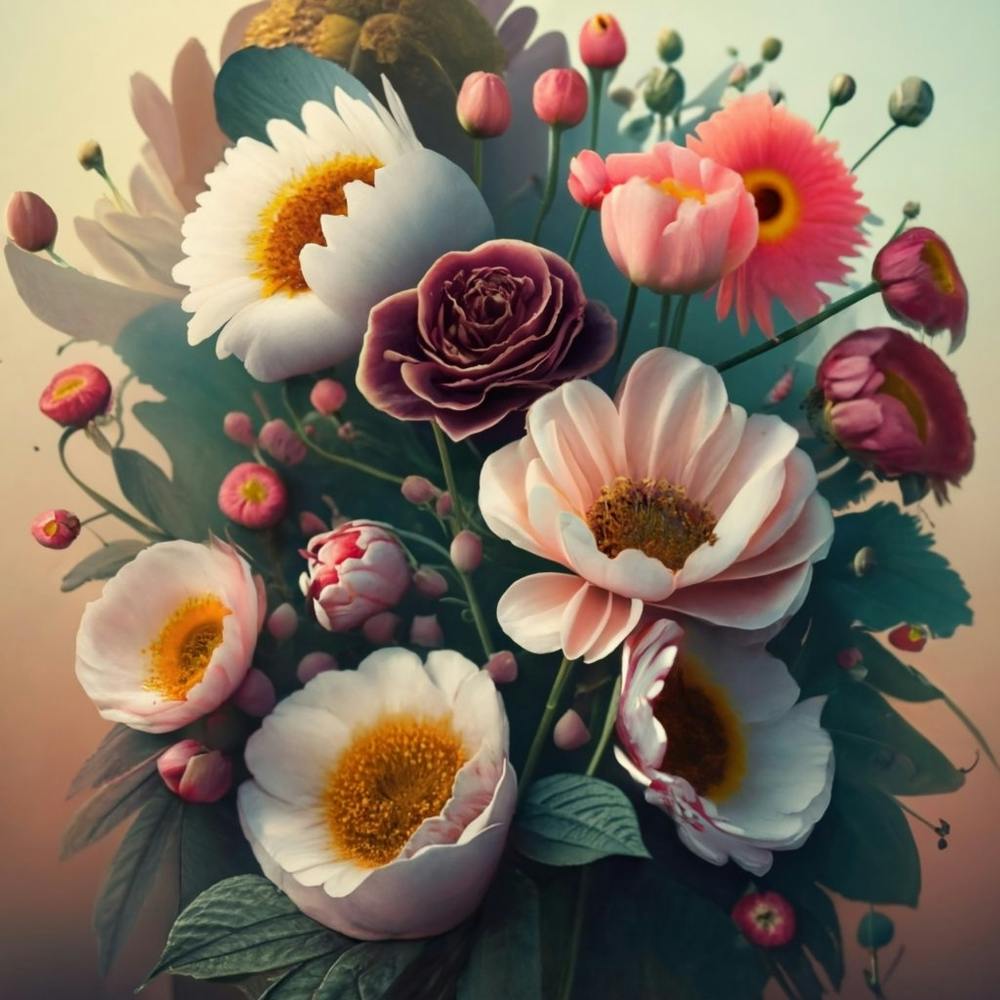 A Picture Of Some Flowers On A White Background