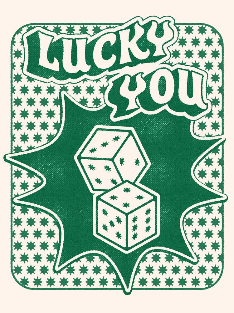 Lucky You Dice in Green and White