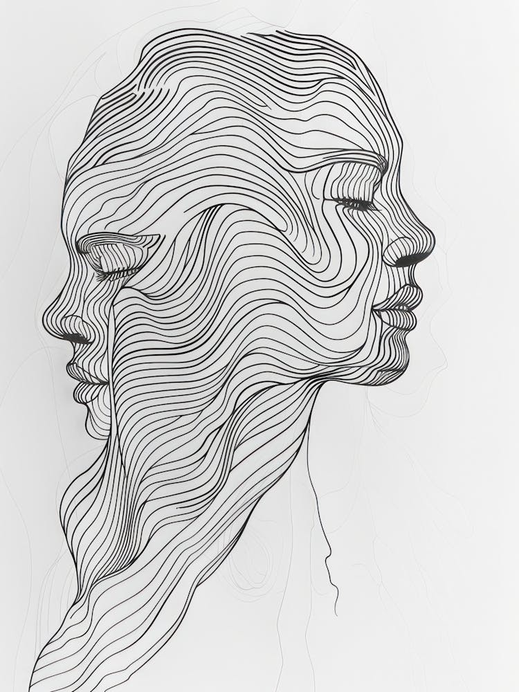 Simplicity Lines Woman Abstract Portraits 4