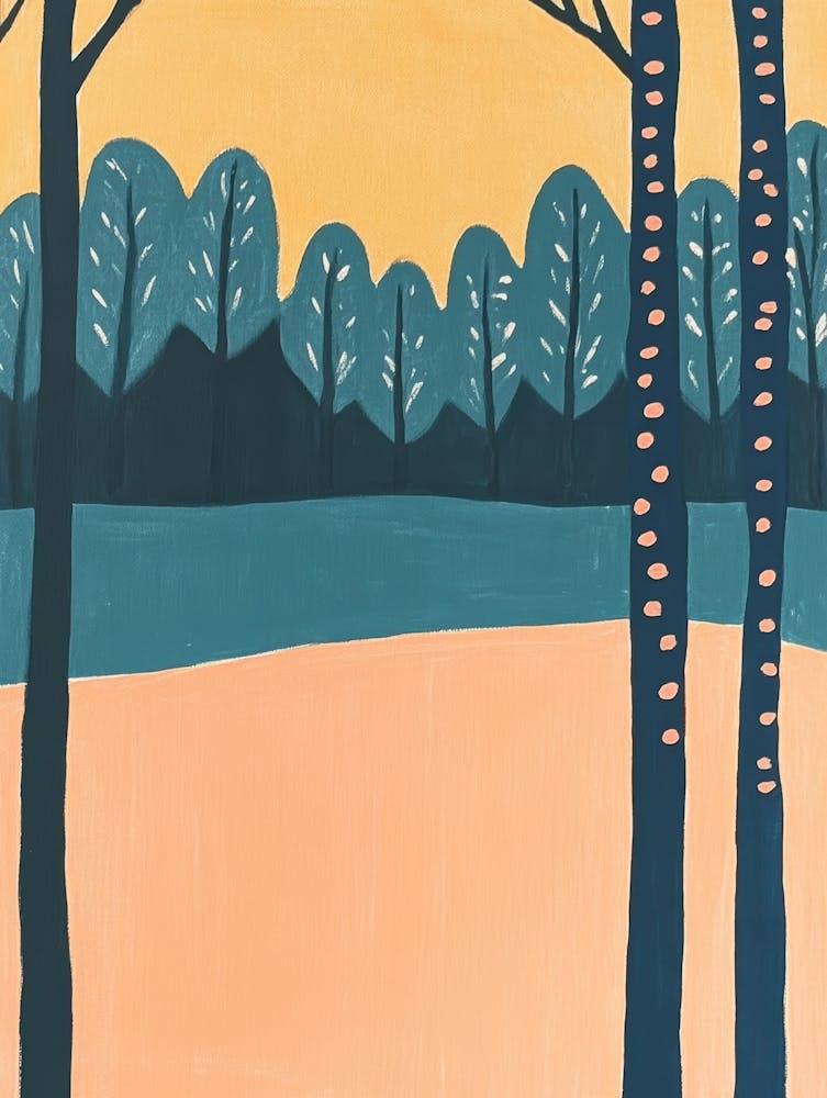 Birch Trees At Sunset 1
