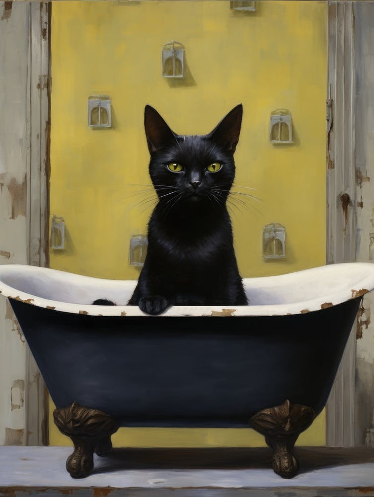 Black Cat In Bathtub 8
