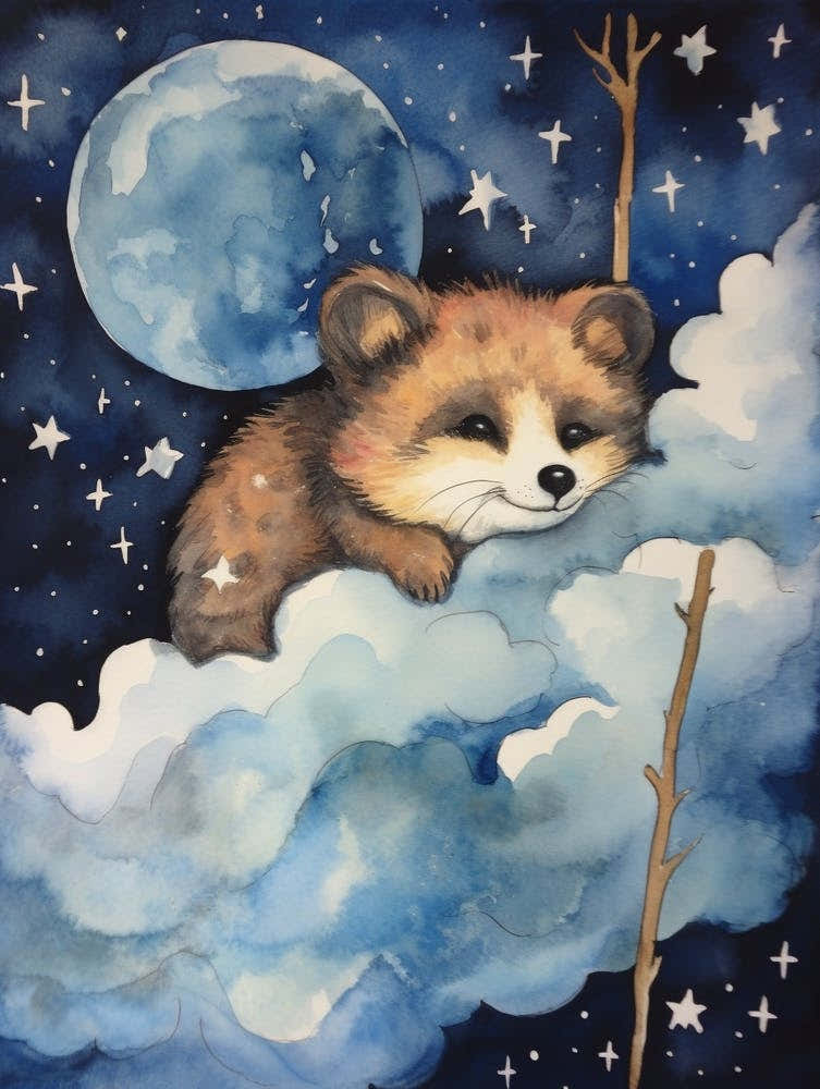 Baby Raccoon 2 Sleeping In The Clouds