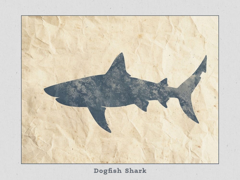 Dogfish Shark Silhouette 1 Poster