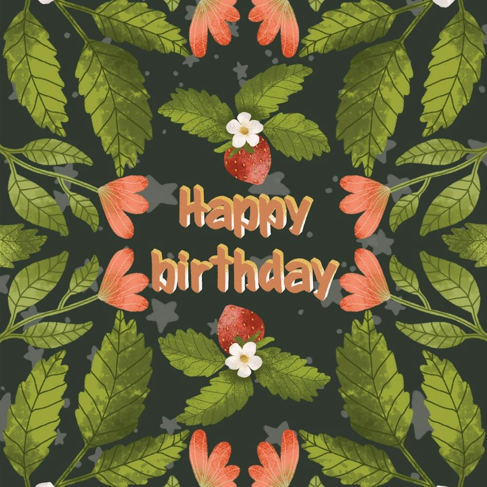 Happy birthday quote with strawberries