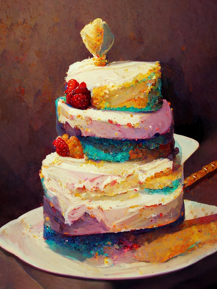 Rainbow Birthday Cake Oil Painting