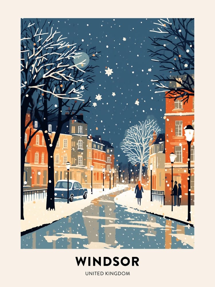 Winter Night  Travel Poster Windsor United Kingdom 2
