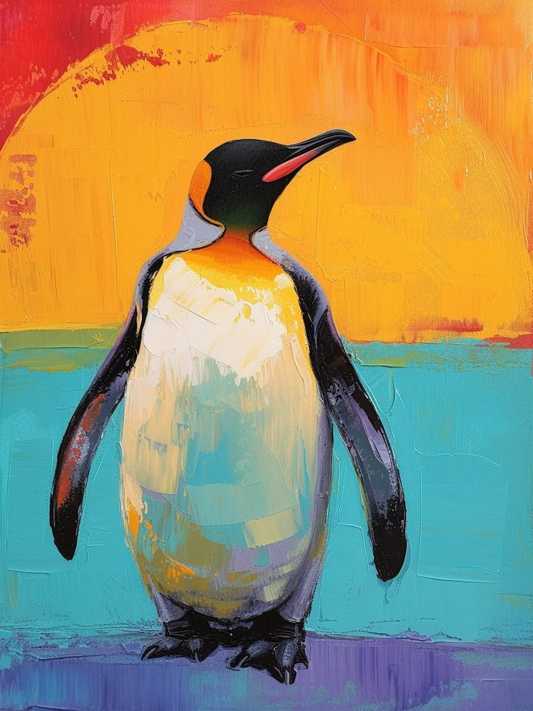 Galapagos Penguin Half Moon Island Colour Block Painting 6