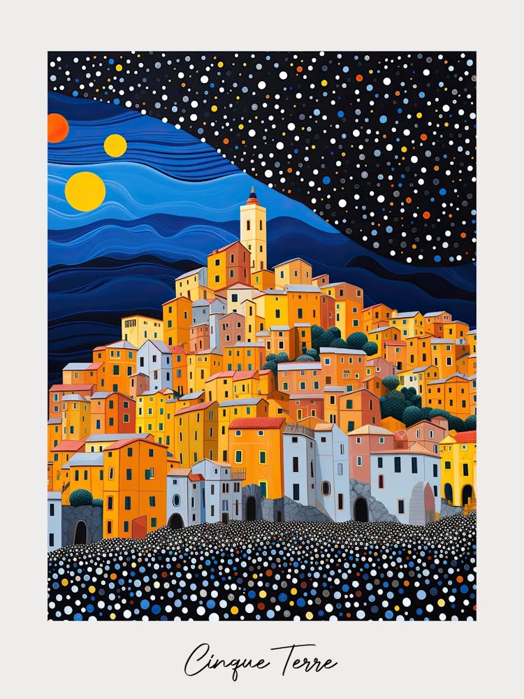 Poster Of Cinque Terre, Italy, Illustration In The Style Of Pop Art 4