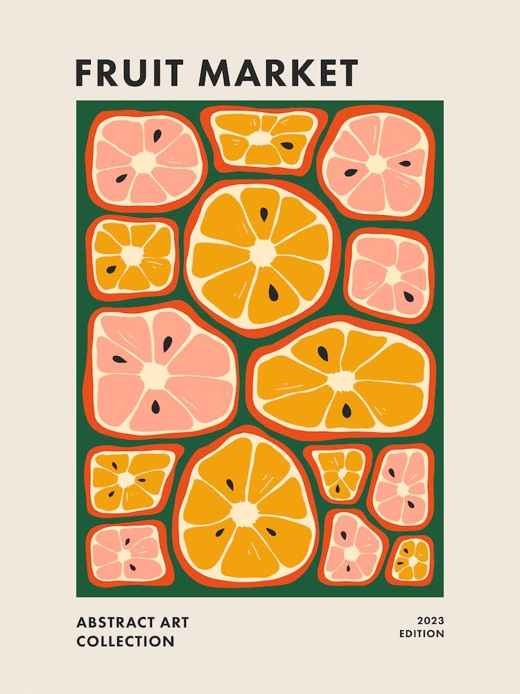 Fruit Market Colorful Abstract Kitchen Art 2