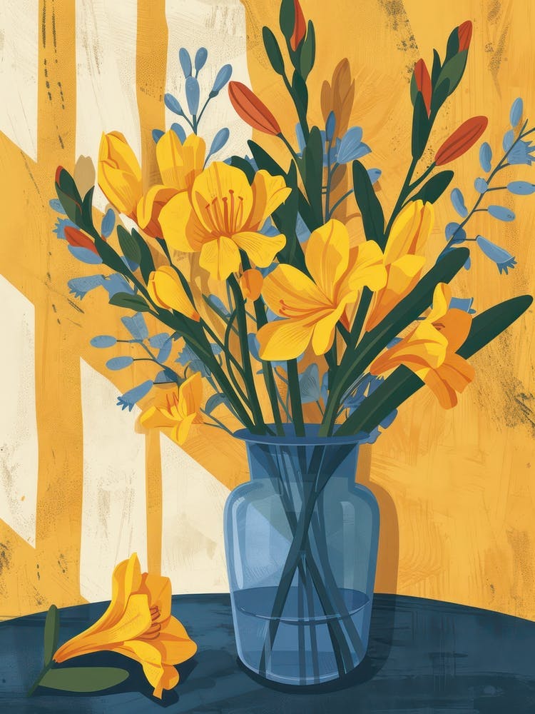 Freesia Flowers On A Table   Contemporary Illustration 1