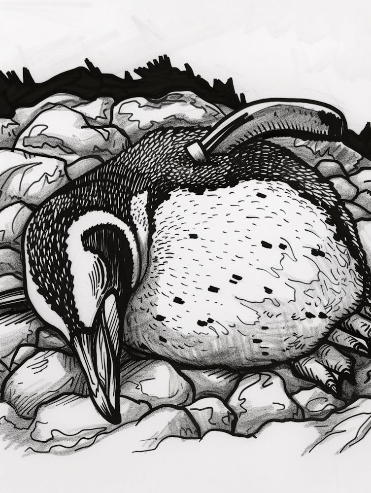 King Penguin Sleeping In A Cozy Pile 2