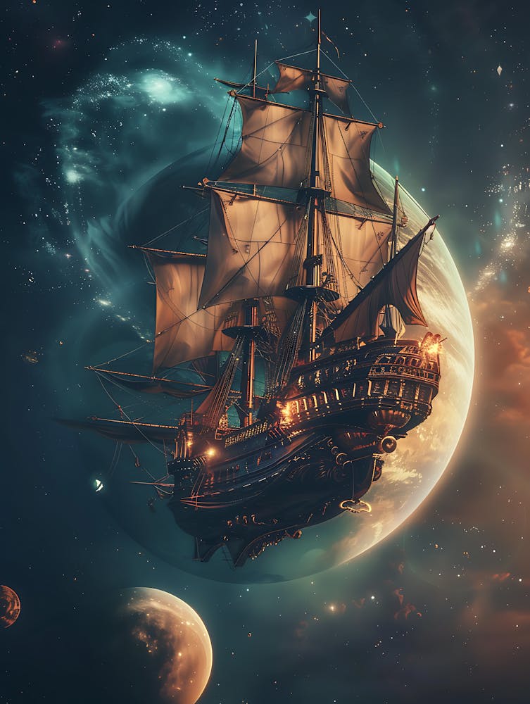Vaisseau Fantastique Flottant dans la Galaxie 7
