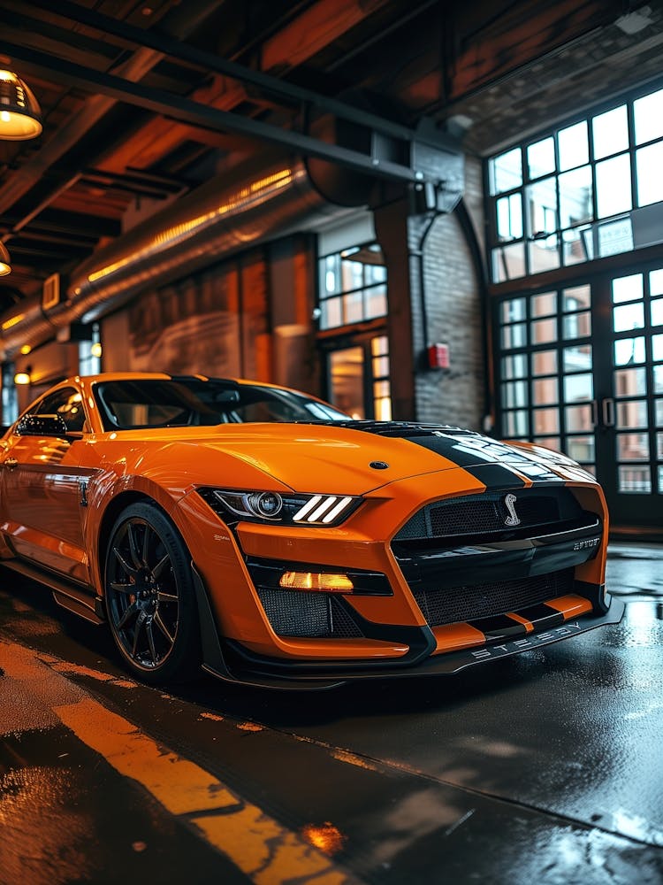 Orange Ford Mustang Gt 1