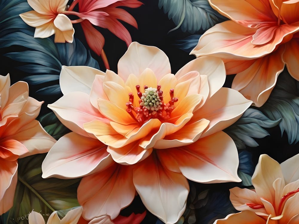 Flowers On A Black Background 14