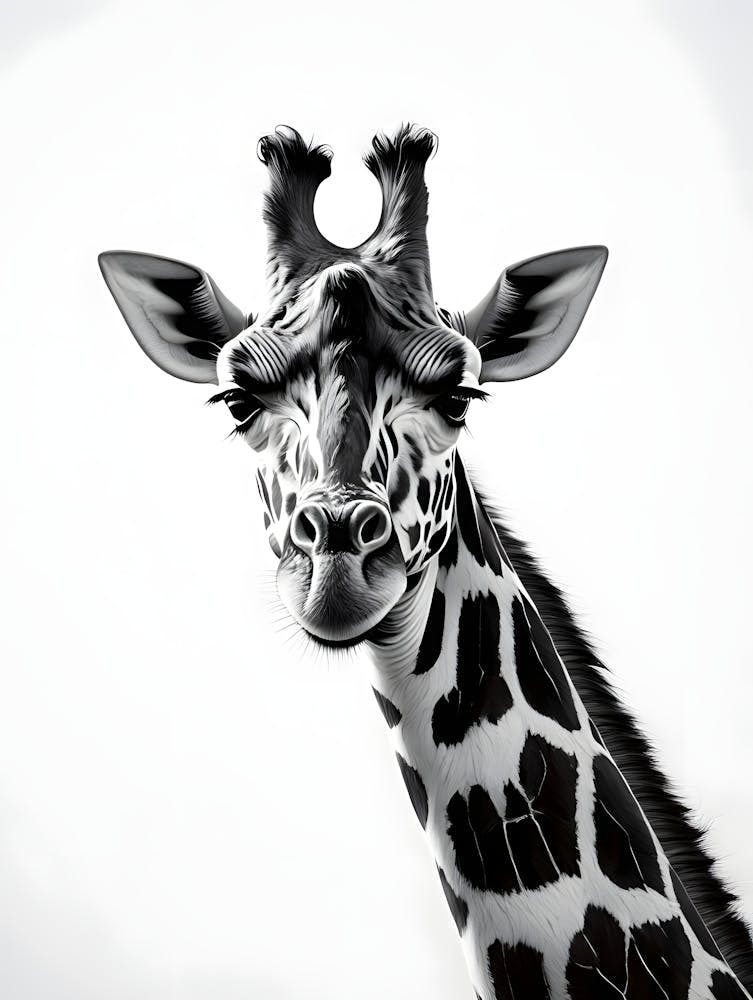 Monochrome Majesty: Giraffe Photography