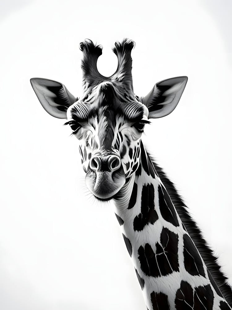 Monochrome Majesty: Giraffe Photography