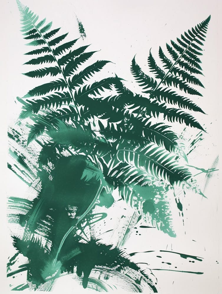 Green Ink Painting Of A Giant Chain Fern 2
