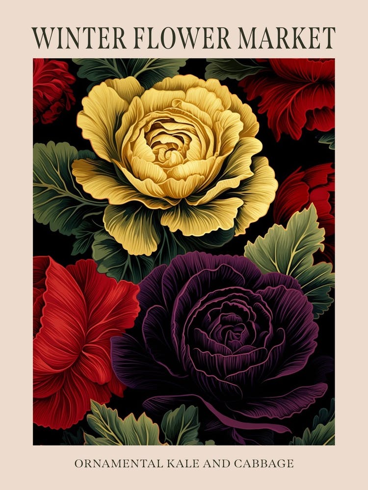 Ornamental Kale And Cabbage 1 Winter Flower Market Poster