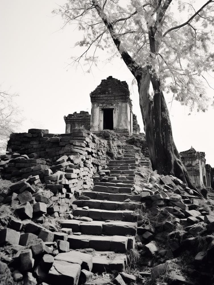 Krong Siem Reap, Cambodia, Black And White Old Photo 2