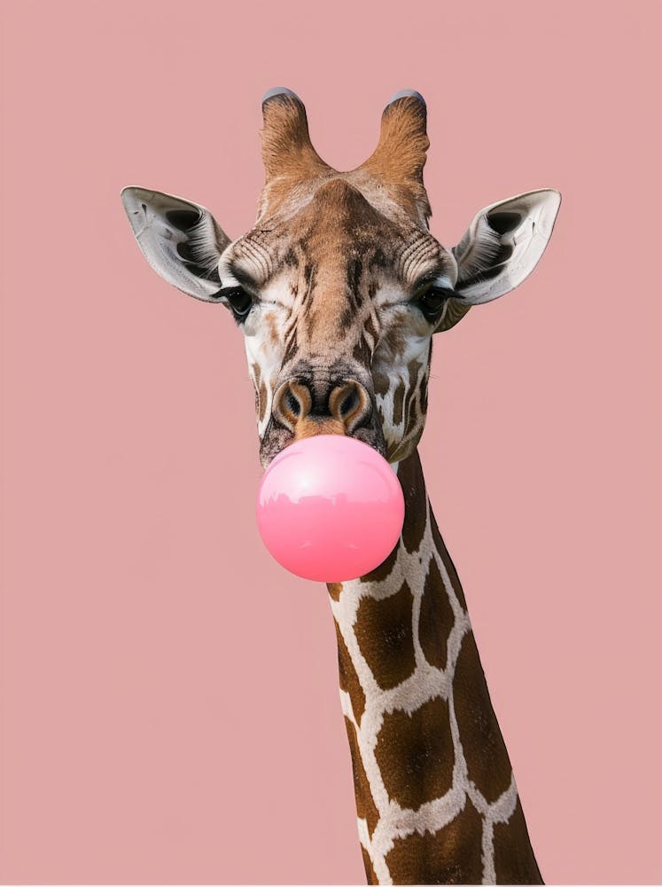 Giraffe Chewing Gum Canvas Print 1