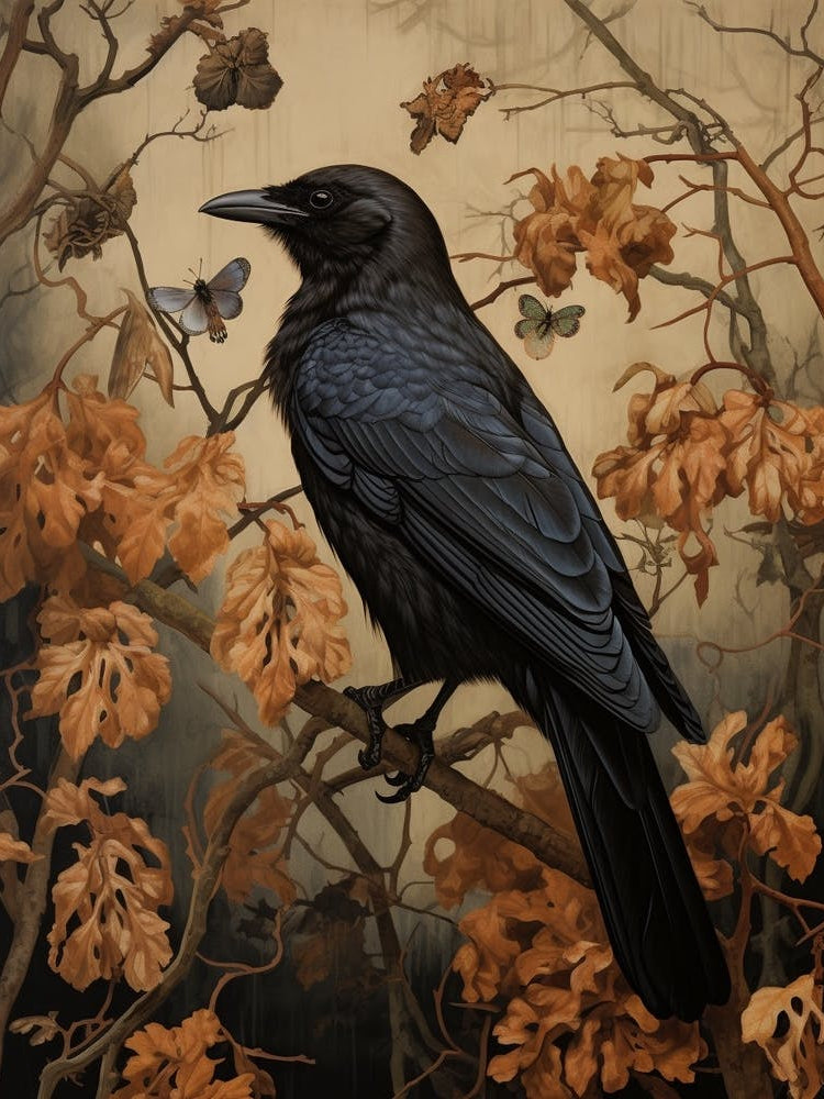Dark And Moody Botanical Crow 3