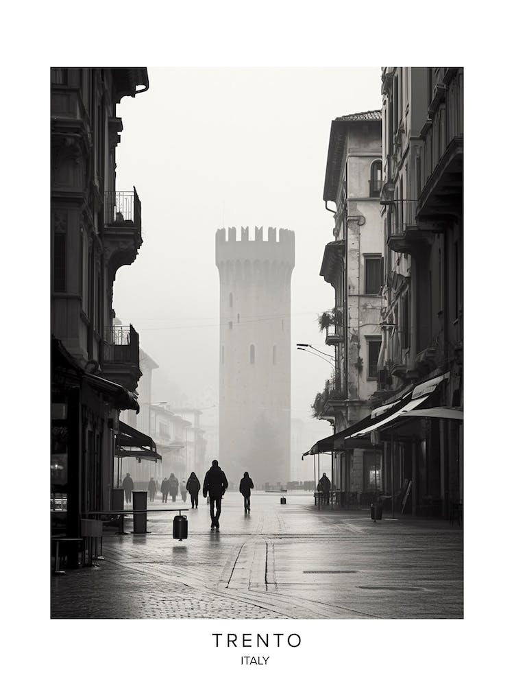 Poster Of Trento, Italy, Black And White Analogue Photography 3