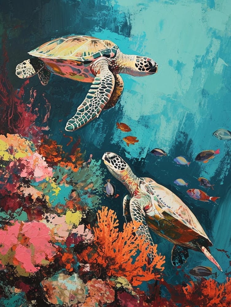 Colourful Impressionism Inspired Sea Turtles 4