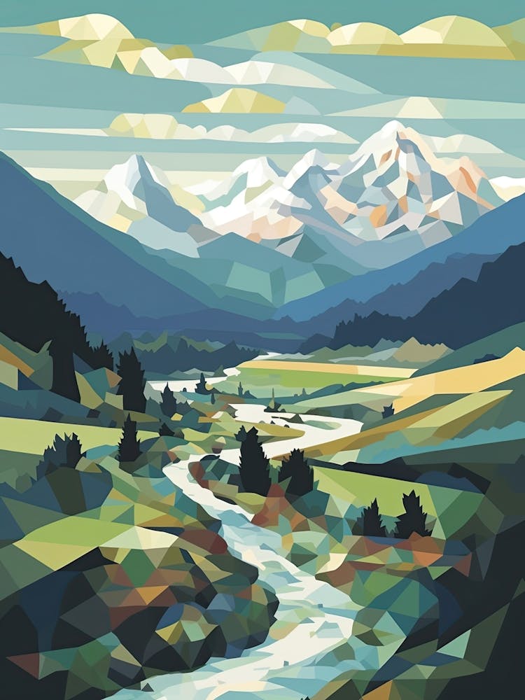 Patagonia, Argentina View   Geometric Vector Illustration 1