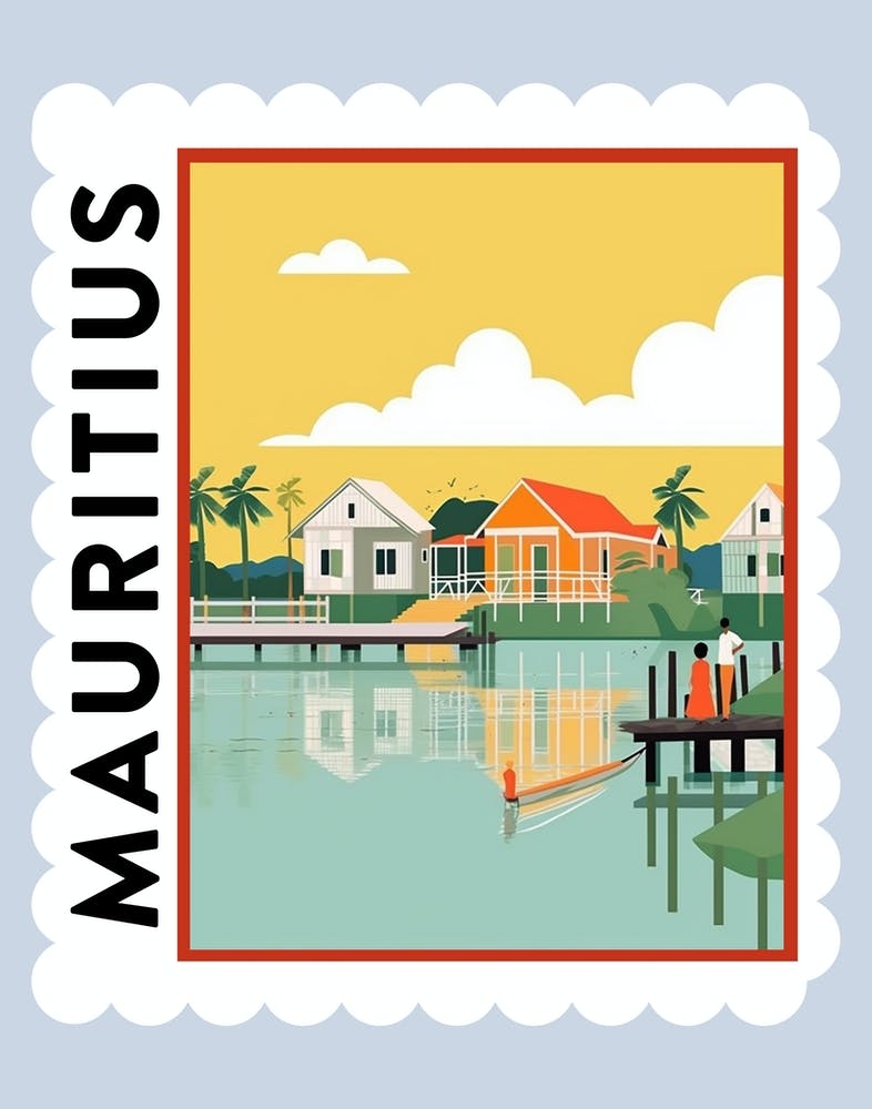 Mauritius 3 Travel Stamp Poster