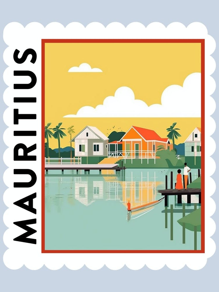 Mauritius 3 Travel Stamp Poster