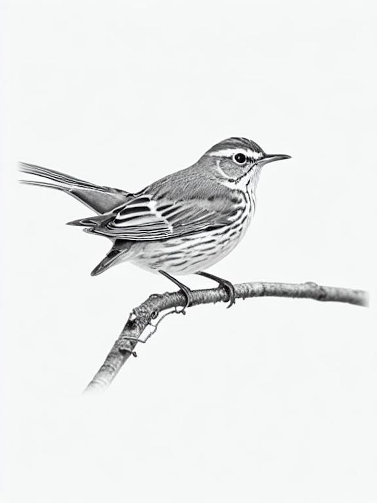 Hermit Thrush B&W Pencil Drawing 1 Bird