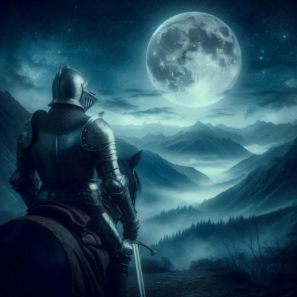 Knight On Horseback At Night