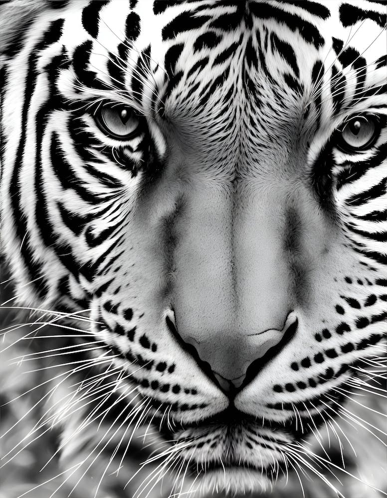 Close up of Black And White Tiger