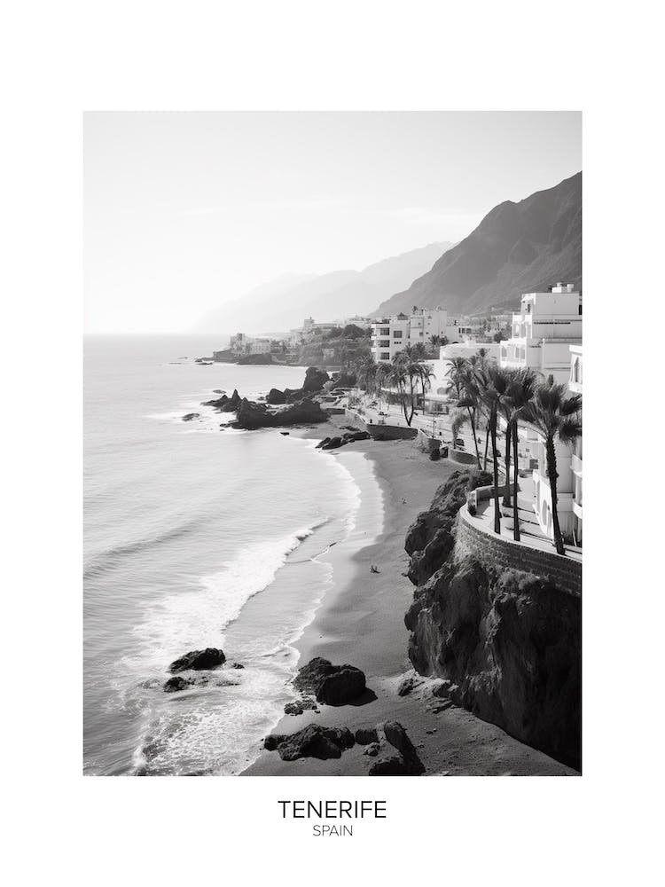 Poster Of Tenerife, Spain, Black And White Analogue Photography 2