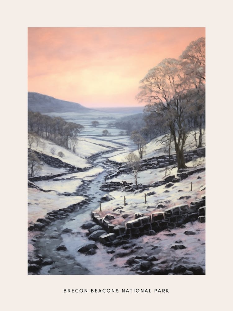 Dreamy Winter National Park Poster  Brecon Beacons National Park Wales 3
