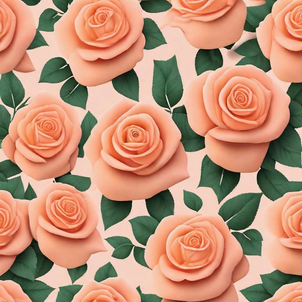 Seamless Pattern Of Peach Roses